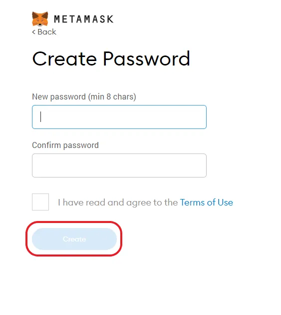 Metamask password edited